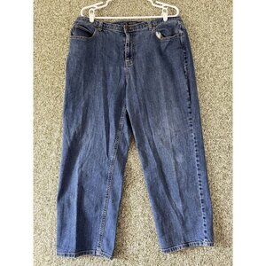 Catherines Petite Jeans 16WP Blue Right Fit Straight Cropped Elastic Classic